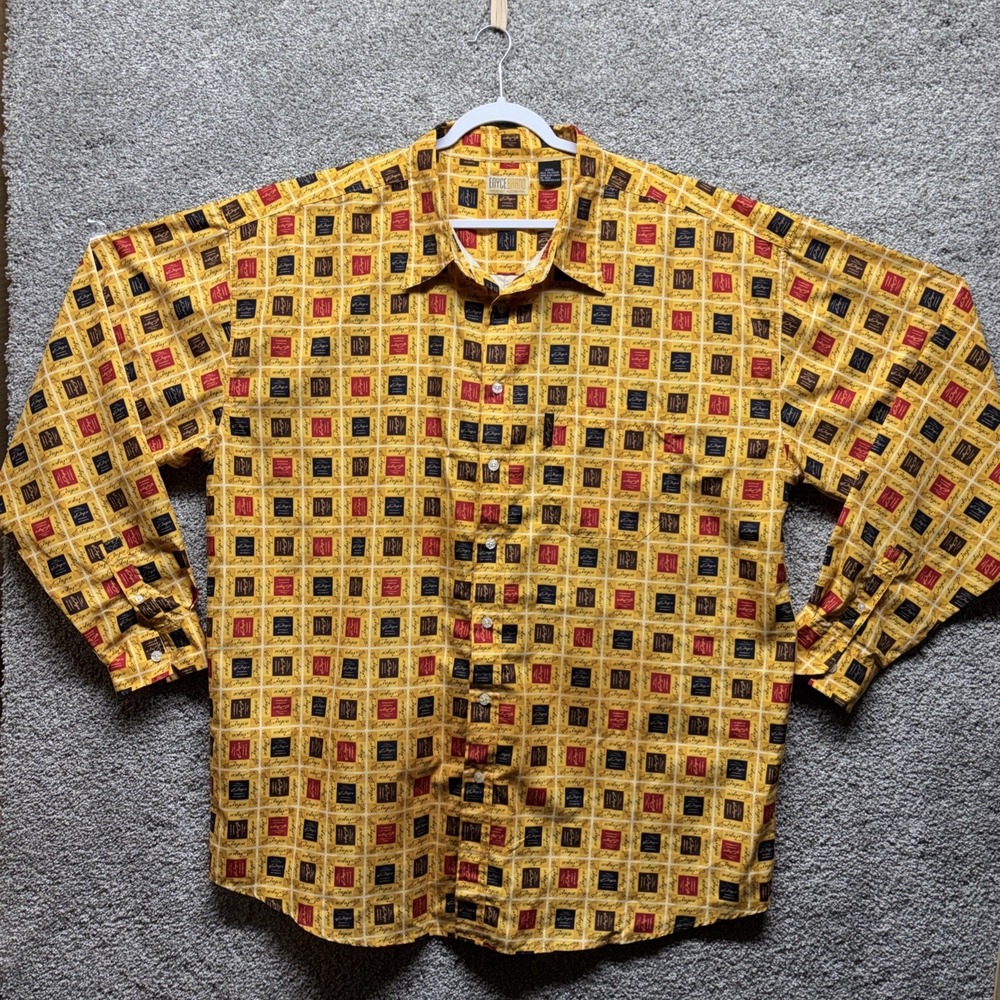 Vintage Enyce Geometric All Over Print Men XXXL Shirt HipHop 90s Y2K Button RARE